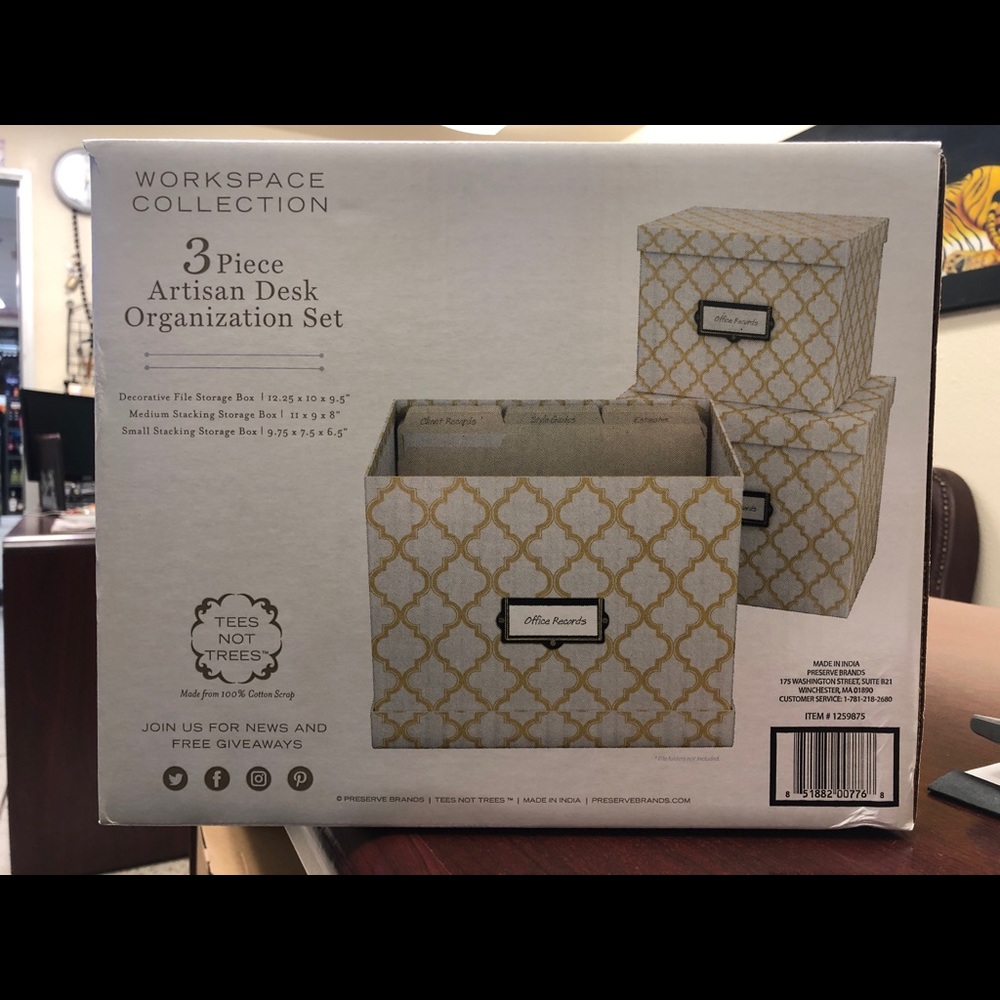 Decorative file boxes. Three pack